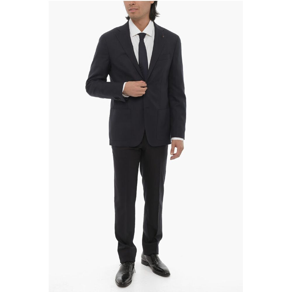 Corneliani CC COLLECTION Virgin Wool Half-Lined 2-Buttons Blazer with P