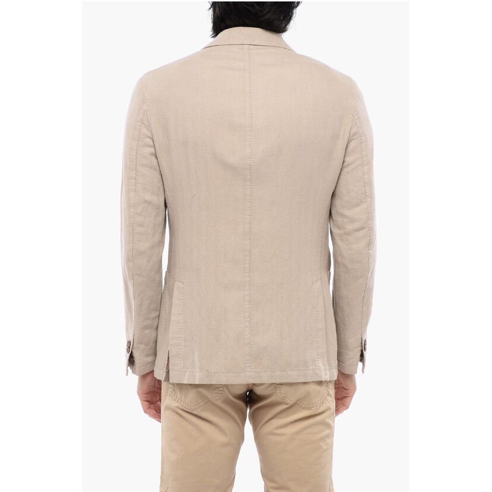 Corneliani ID Herringbone Linen Blend Blazer with Patch Pockets