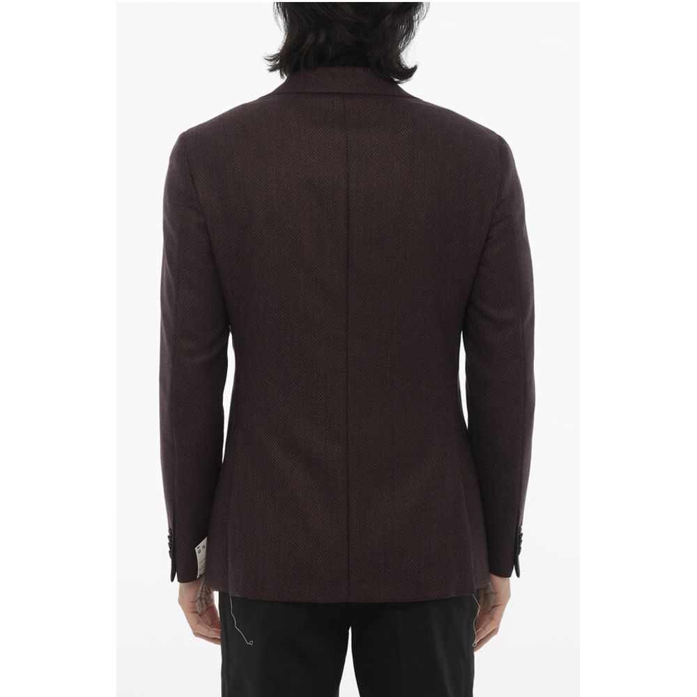 Corneliani CC COLLECTION Virgin Wool Blazer with Diamond Check Motif