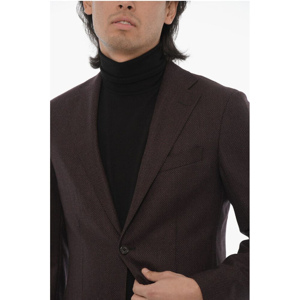 Corneliani CC COLLECTION Virgin Wool Blazer with Diamond Check Motif