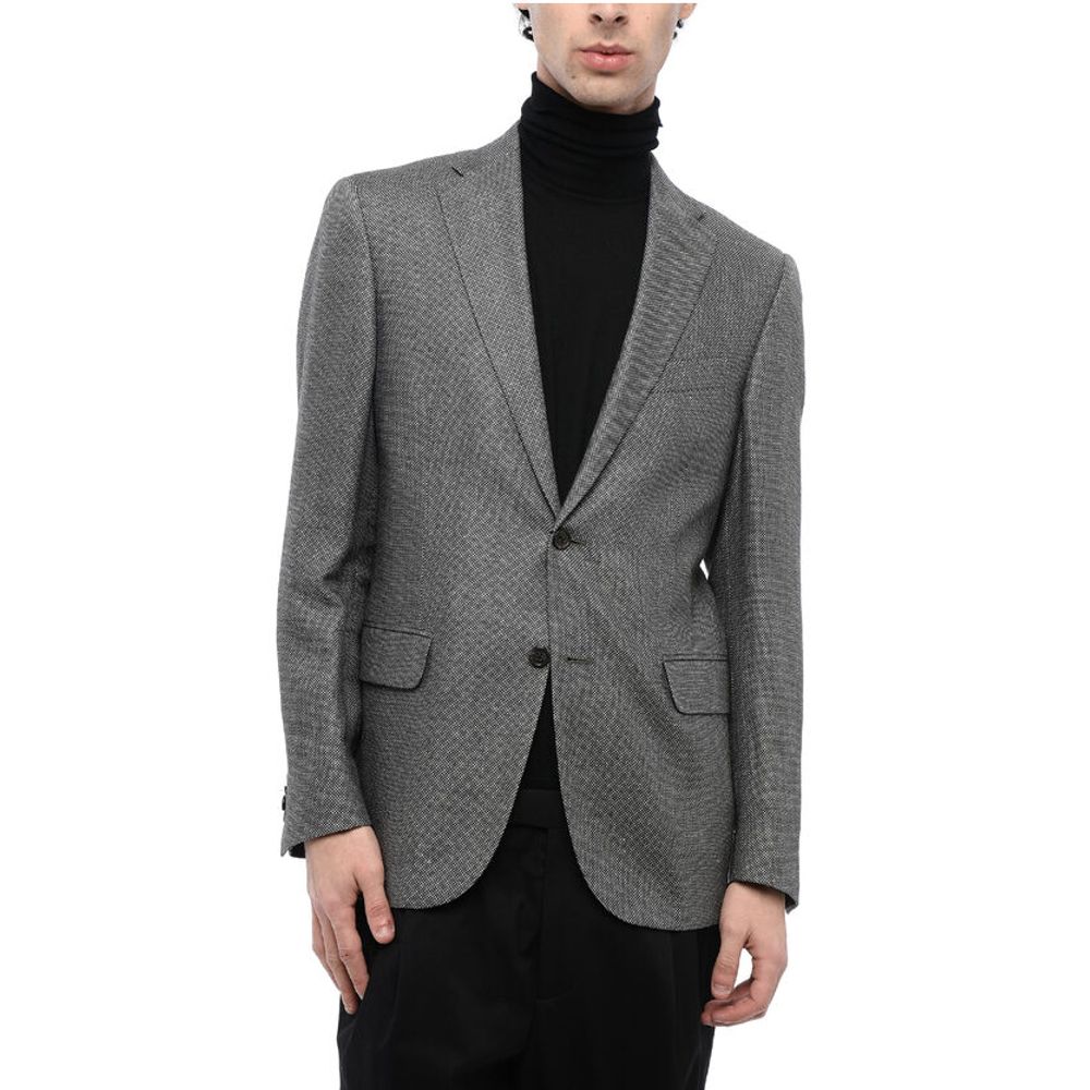 Corneliani CC COLLECTION Bird's Eye Cashmere Blend Single-breasted Blaz