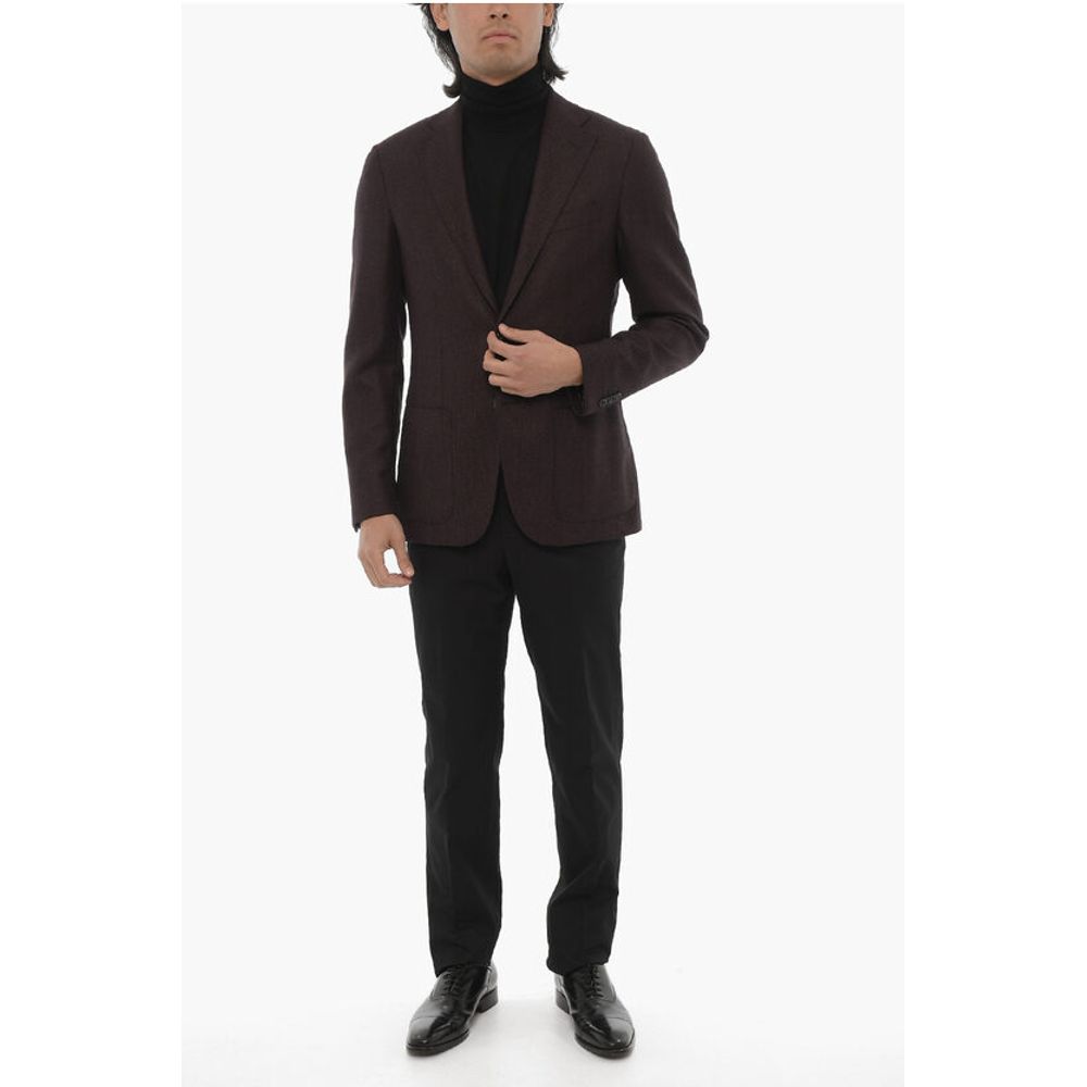 Corneliani CC COLLECTION Virgin Wool Blazer with Diamond Check Motif
