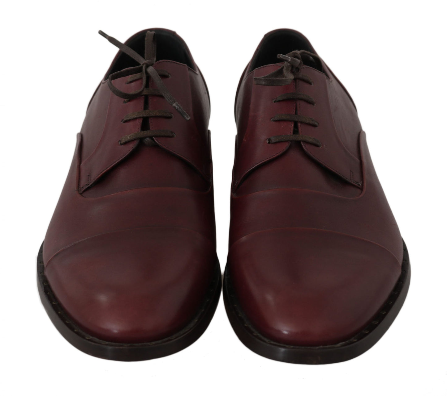 Dolce & Gabbana Elegante Bordeaux Leder Schnürschuhe