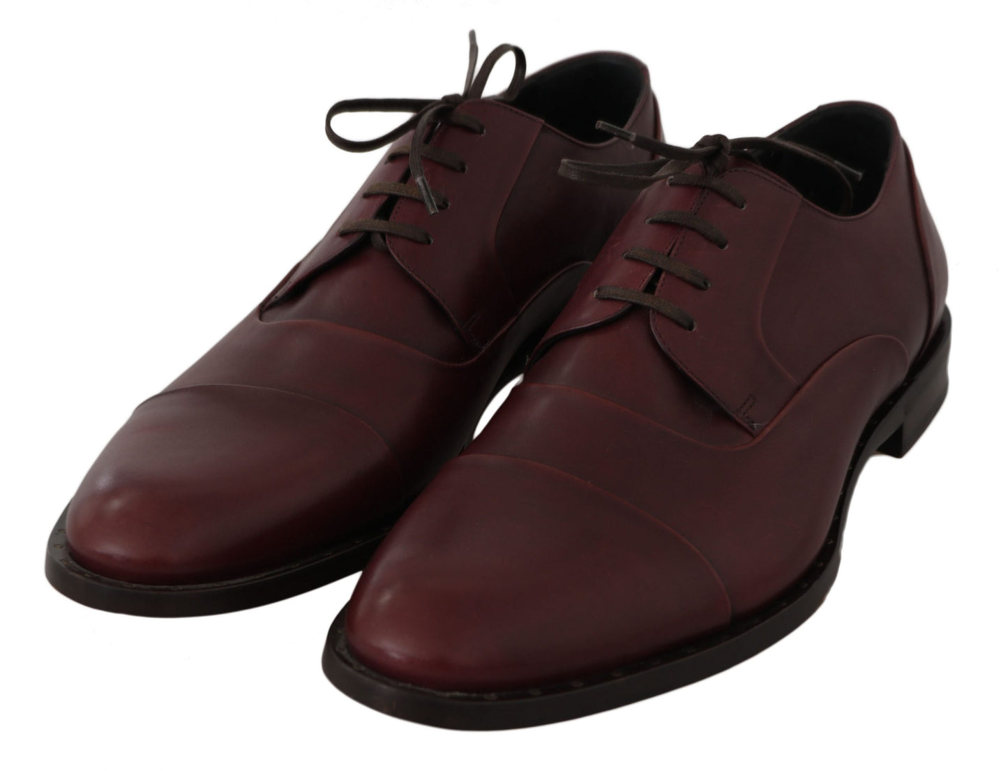 Dolce & Gabbana Elegante Bordeaux Leder Schnürschuhe