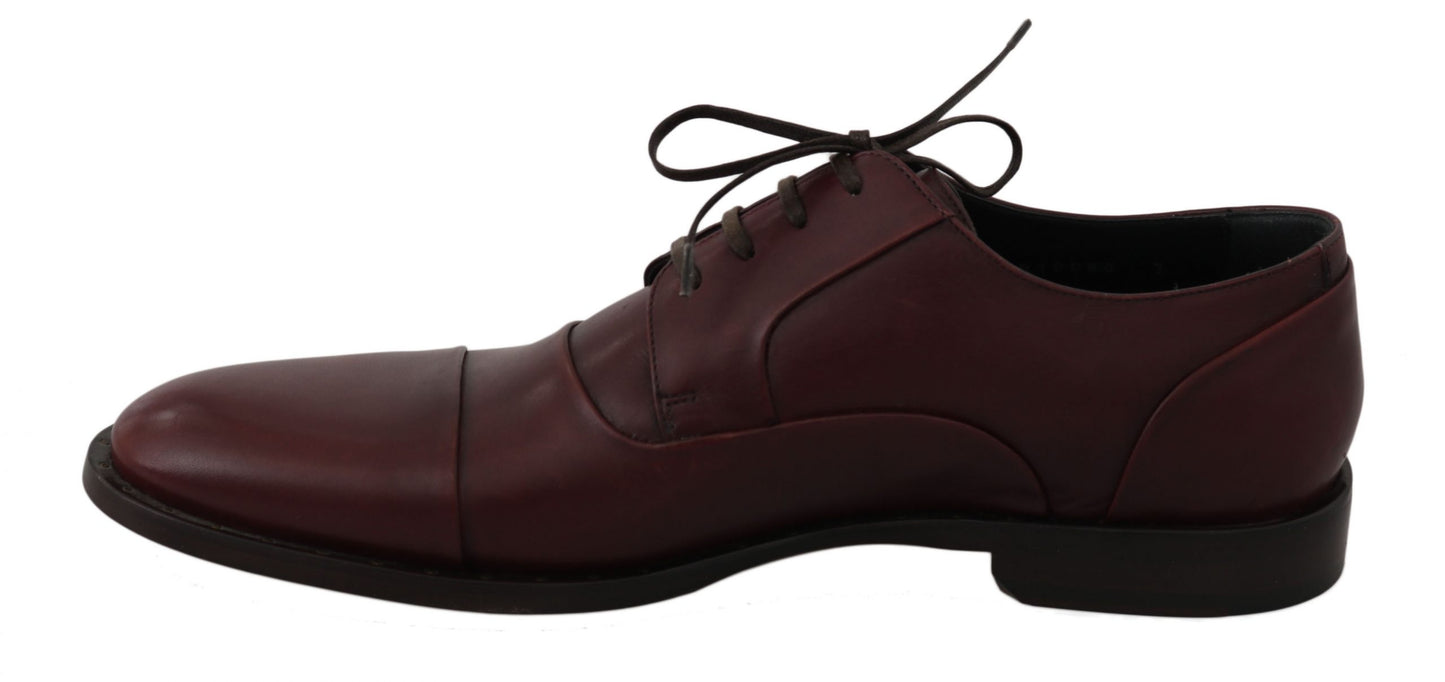 Dolce & Gabbana Elegante Bordeaux Leder Schnürschuhe