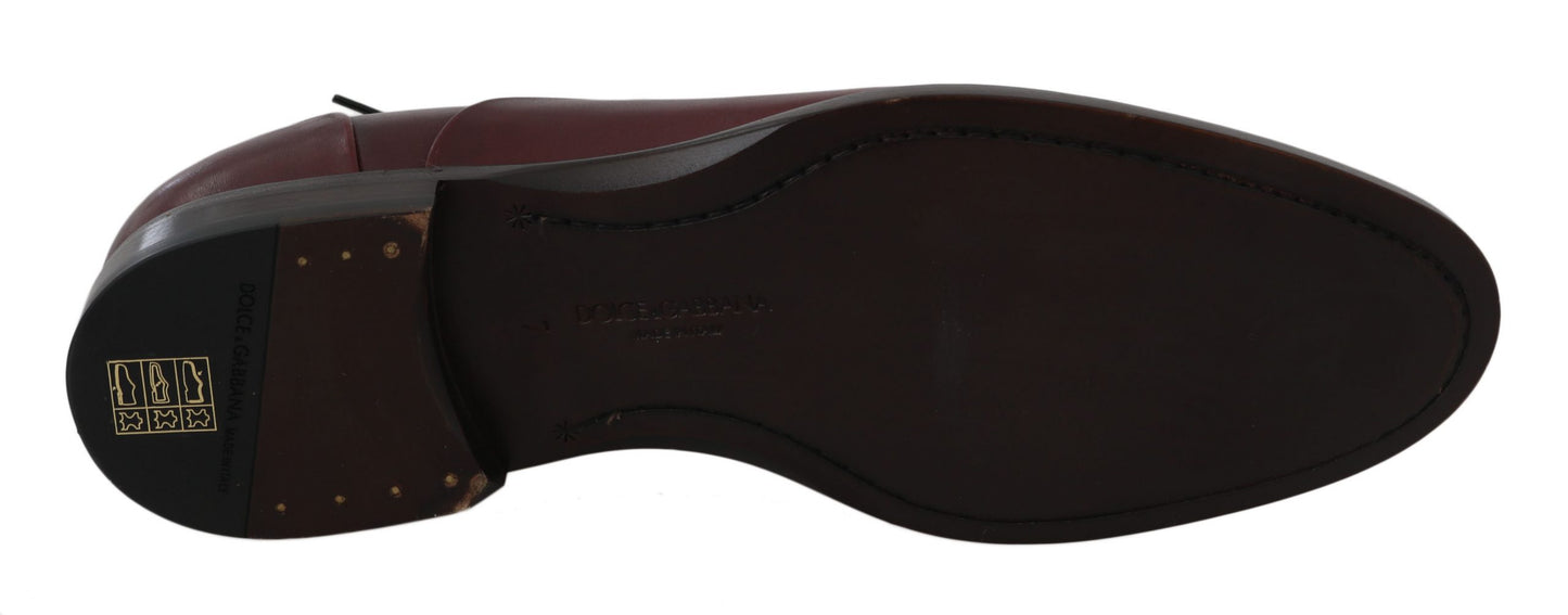 Dolce & Gabbana Elegante Bordeaux Leder Schnürschuhe