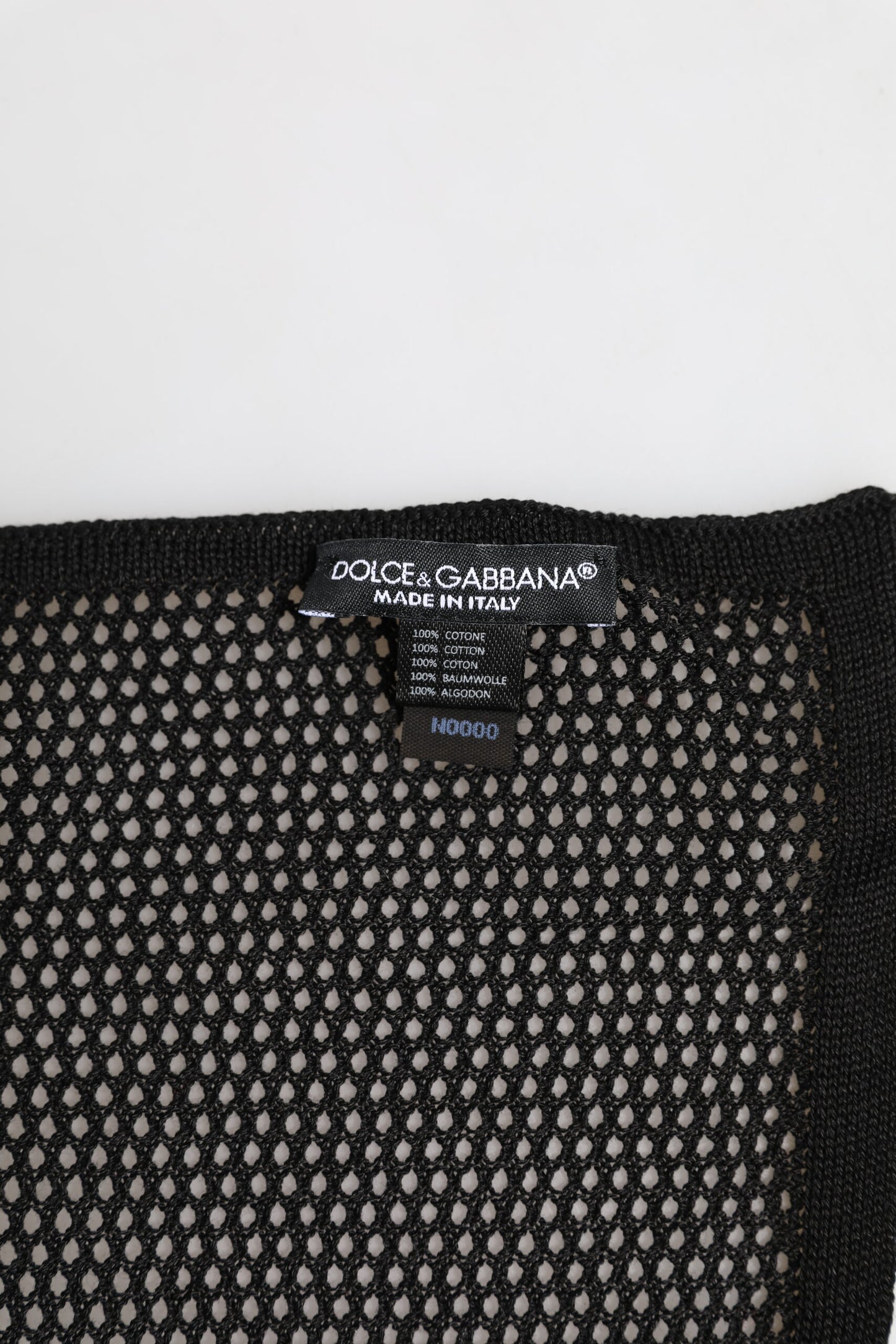 Dolce & Gabbana Black Patterned Cotton Square Foulard Scarf