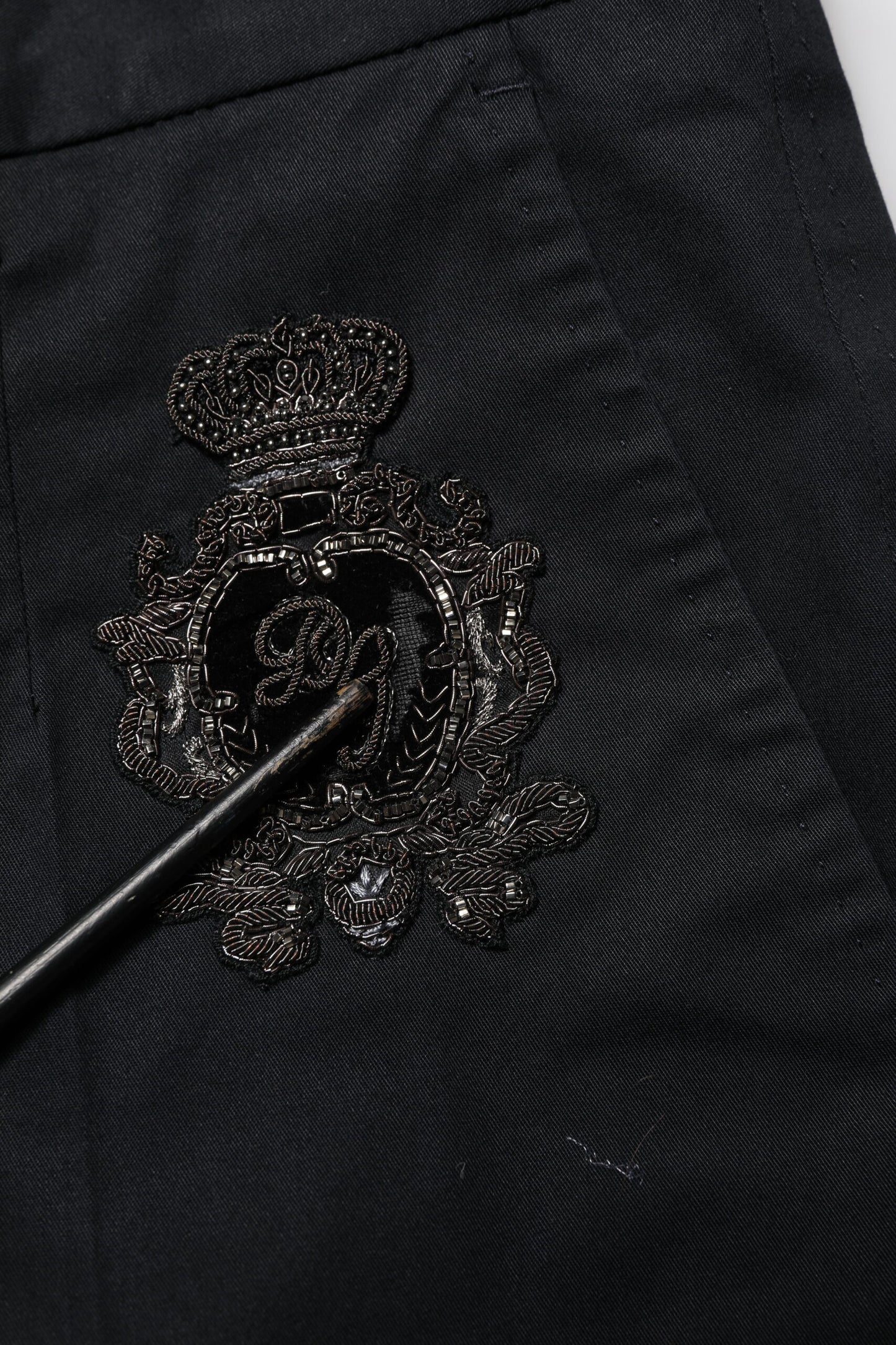 Dolce & Gabbana Dark Blue Logo Cotton Dress Pants