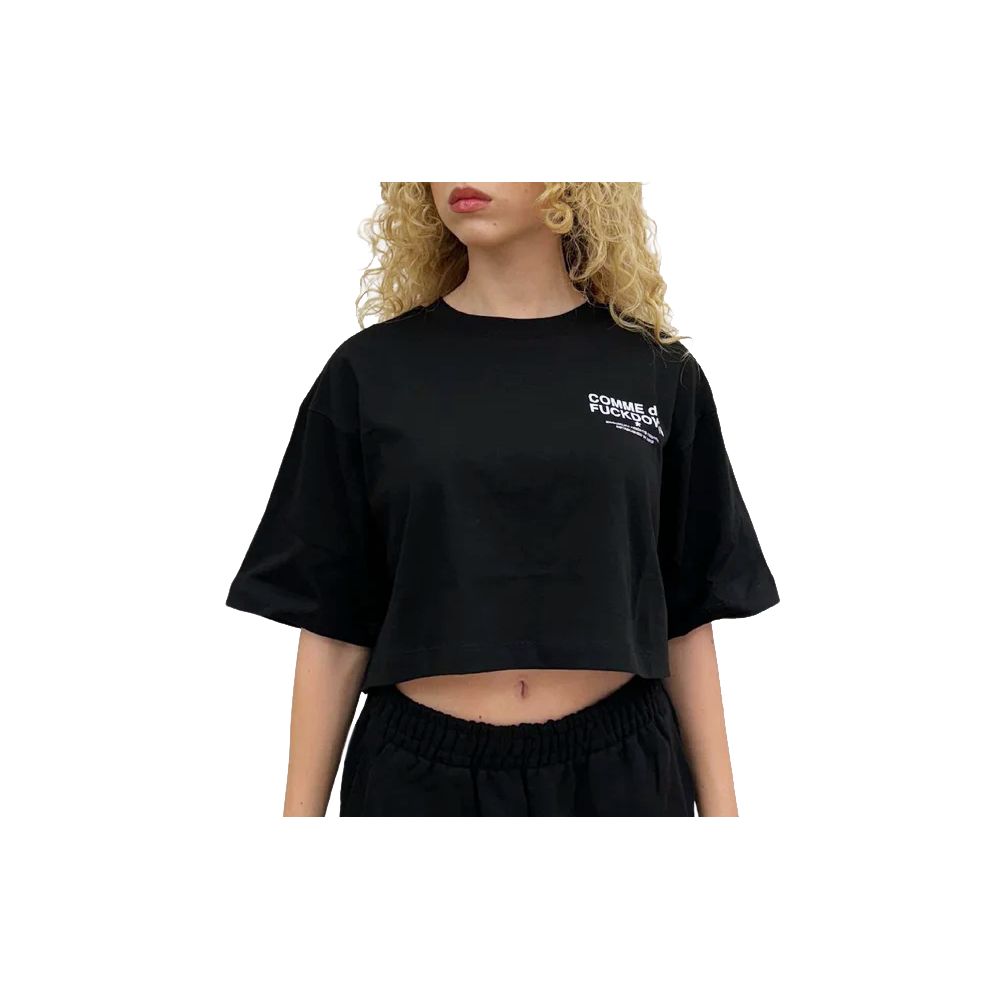 Comme Des Fuckdown Black Cotton Tops & T-Shirt