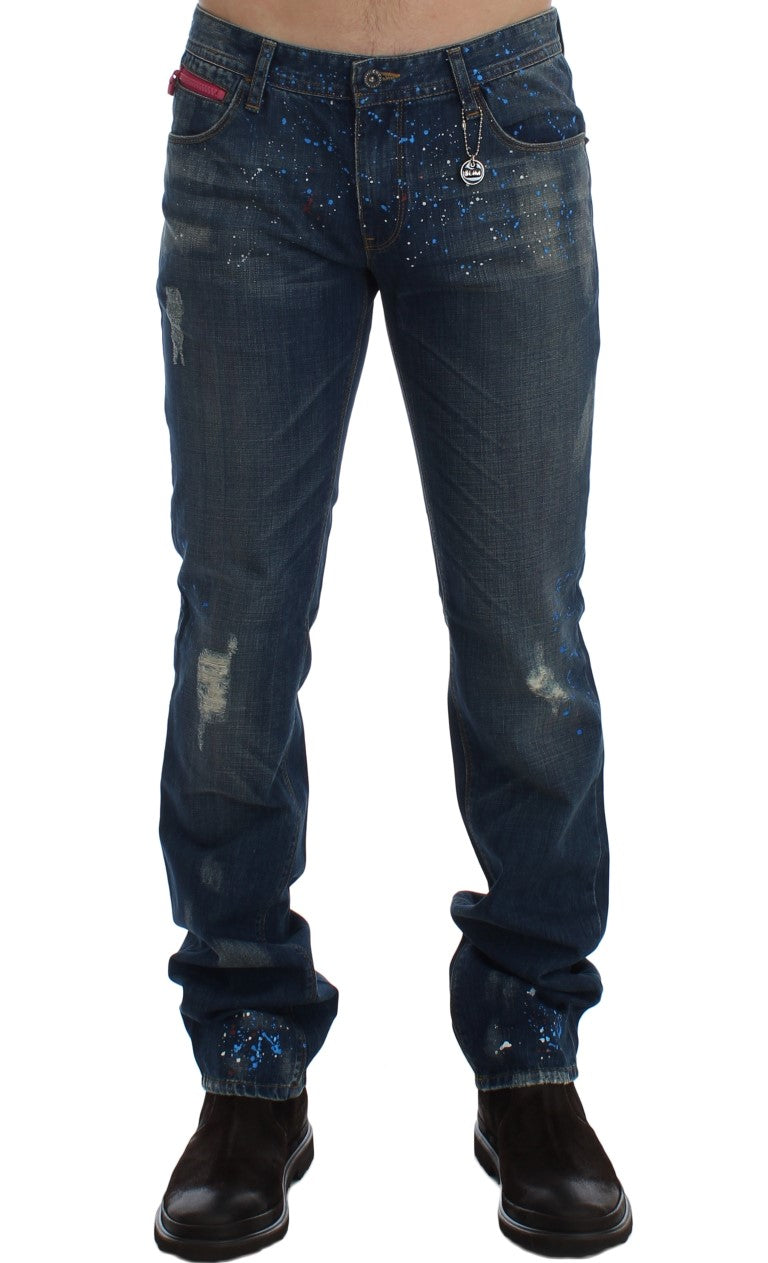 Jeans slim fit con vernice lavata blu