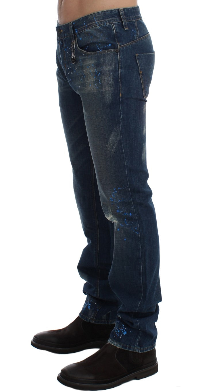 Jeans slim fit con vernice lavata blu