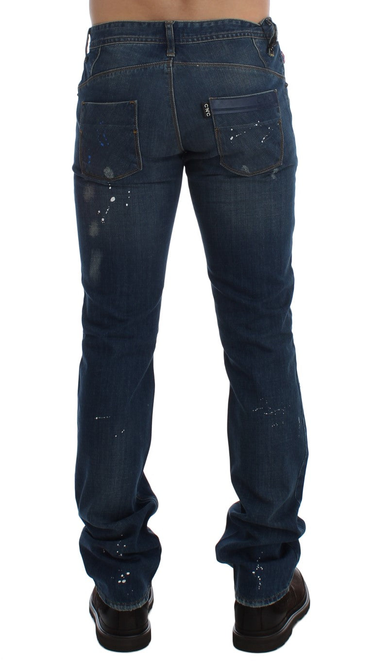 Jeans slim fit con vernice lavata blu