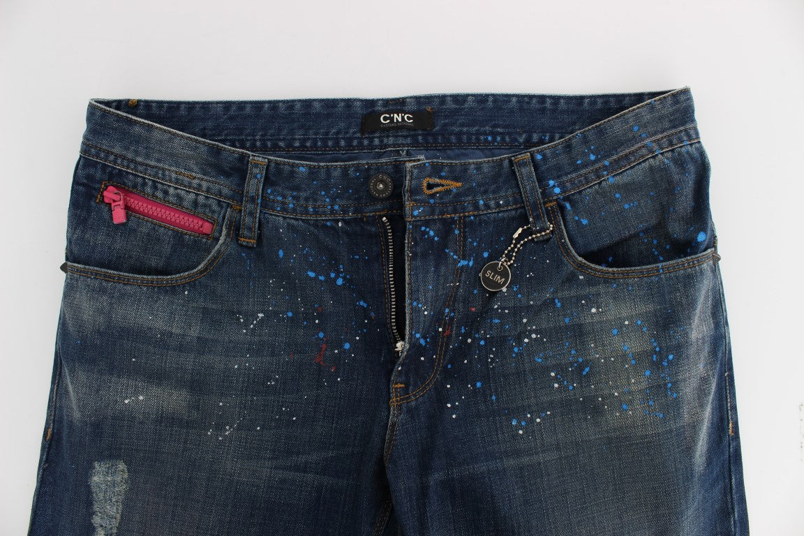 Jeans slim fit con vernice lavata blu