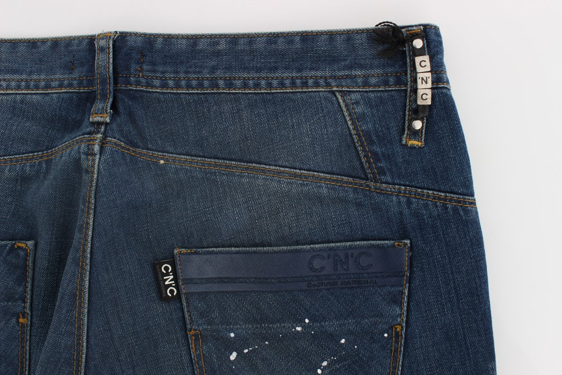 Jeans slim fit con vernice lavata blu