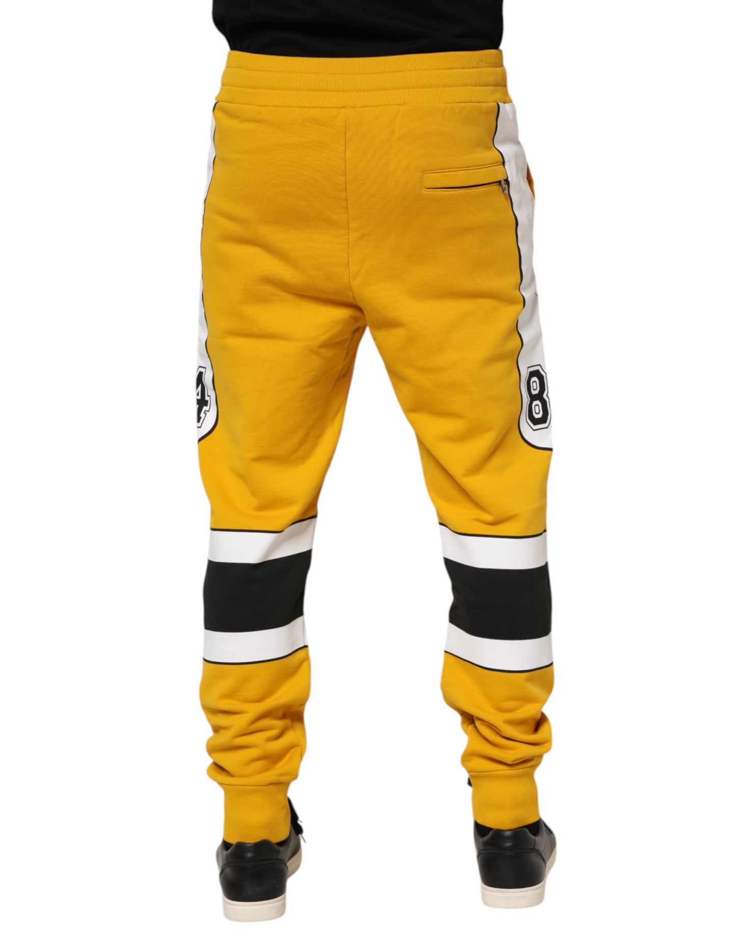 Dolce & Gabbana Yellow Cotton Printed Sweatpants Jogger Pants