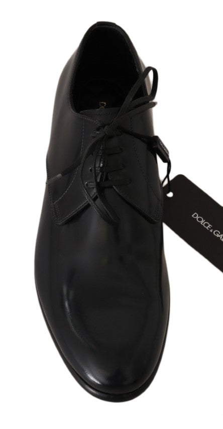 Dolce & Gabbana Elegante Dunkelblaue Leder Derby Schuhe