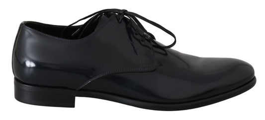 Dolce & Gabbana Elegante Dunkelblaue Leder Derby Schuhe