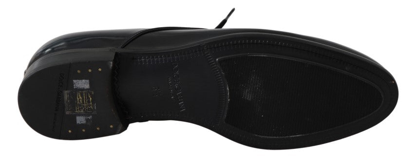 Dolce & Gabbana Elegante Dunkelblaue Leder Derby Schuhe