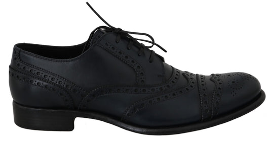 Dolce & Gabbana Elegante Blaue Leder Wingtip Derby Schuhe