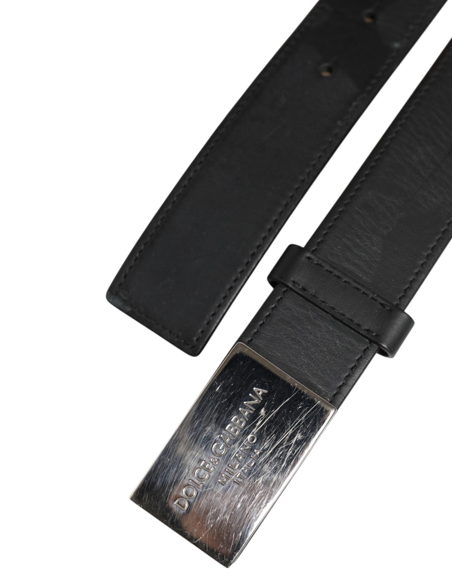 Dolce & Gabbana Black Leather Classic Metal Logo Buckle Belt