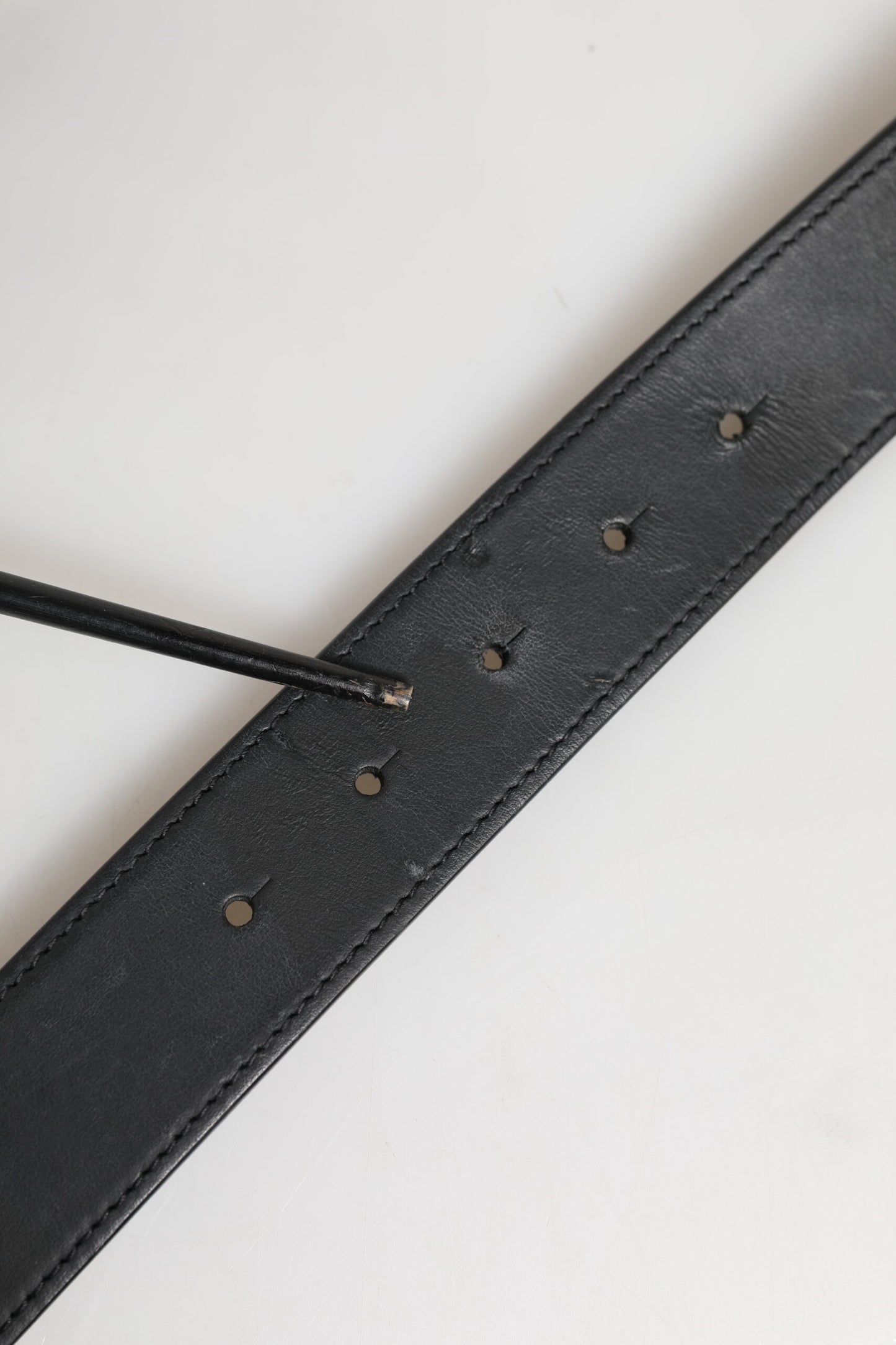 Dolce & Gabbana Black Leather Classic Metal Logo Buckle Belt