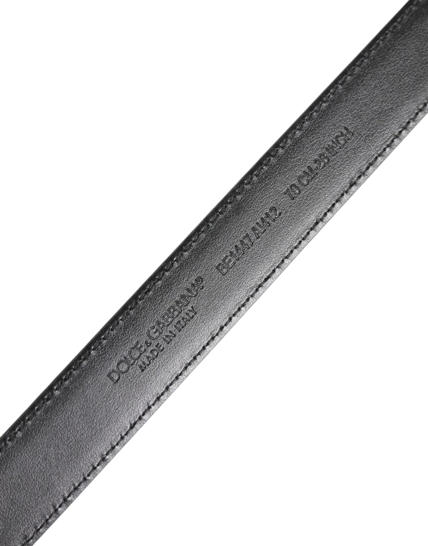 Dolce & Gabbana Black White Leather Silver Metal Buckle Belt