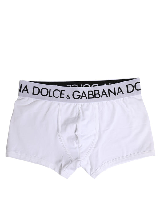 Dolce & Gabbana White Cotton Stretch Regular Boxer Underwear