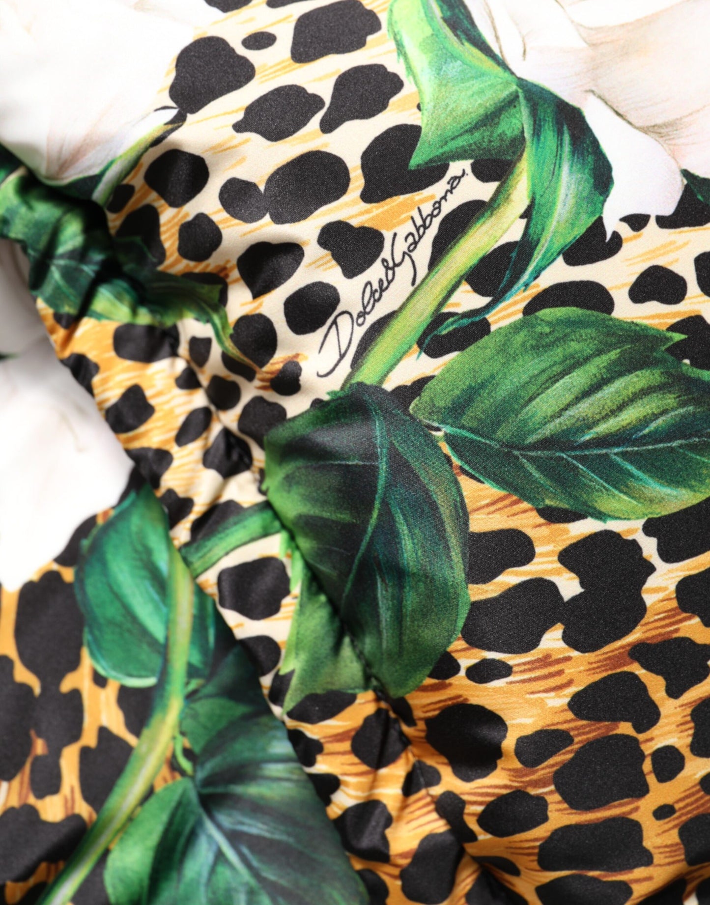 Dolce & Gabbana Multicolor Leopard Rose Puffer Quilted Jacket