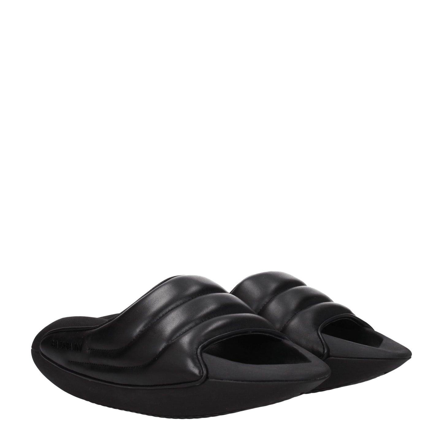 Balmain Black Leather Slipper