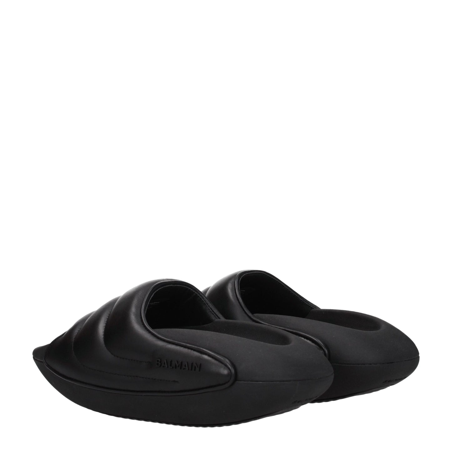 Balmain Black Leather Slipper