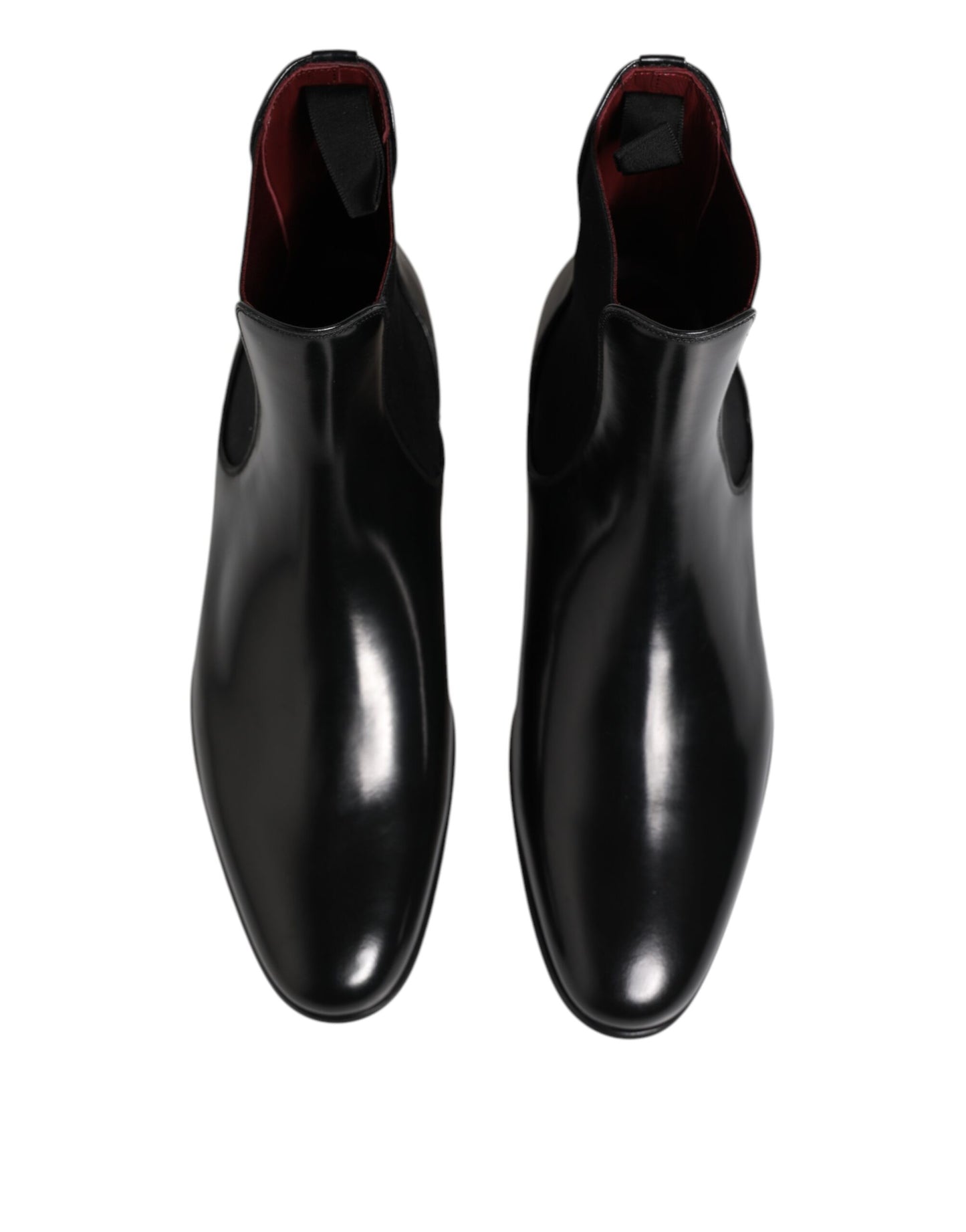 Dolce & Gabbana Black Leather Slip On Mid Calf Boots Shoes