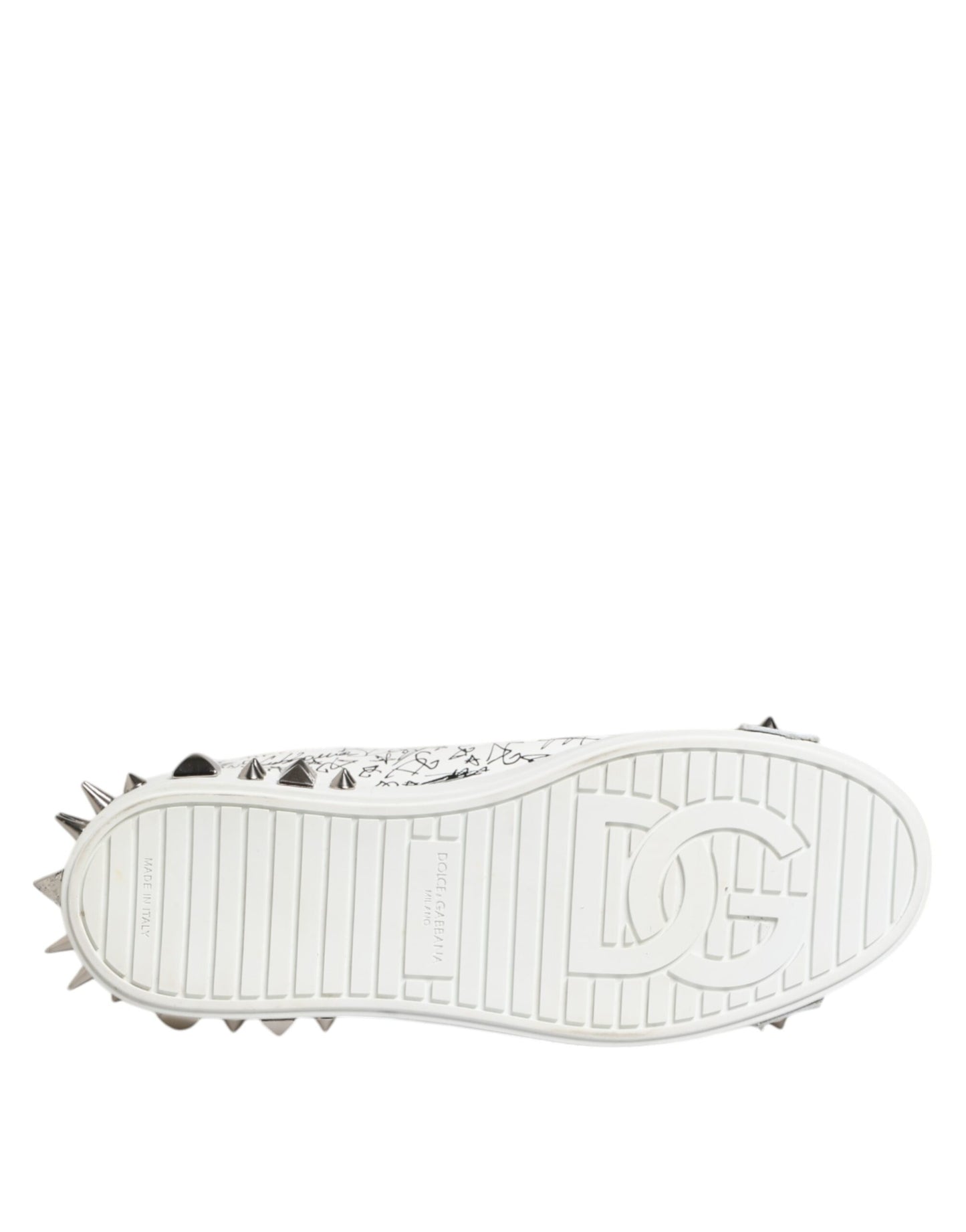 Dolce & Gabbana White Portofino Stud Embellished Men Sneakers Shoes