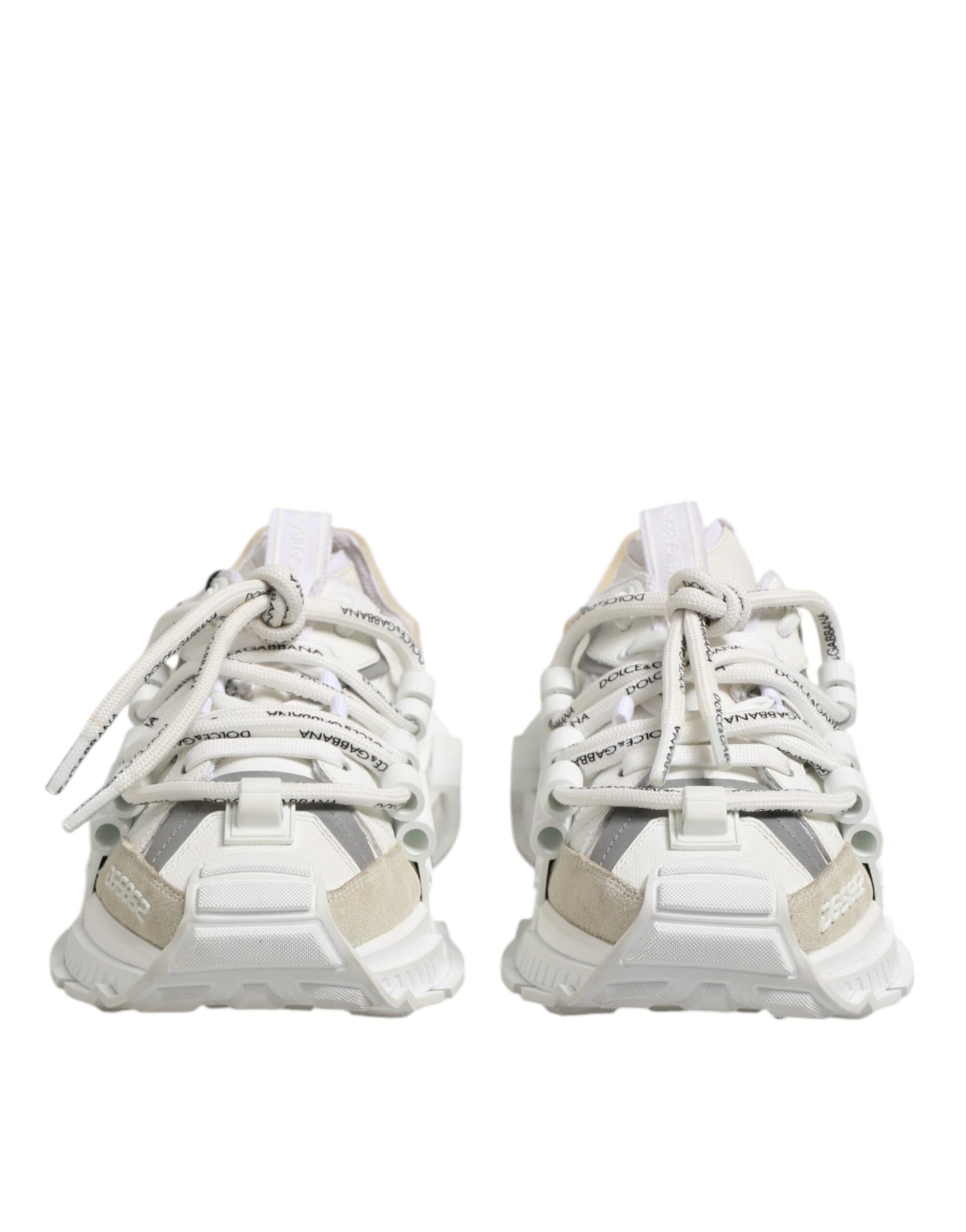 Dolce & Gabbana White Silver Low Top SPACE Men Sneakers Shoes
