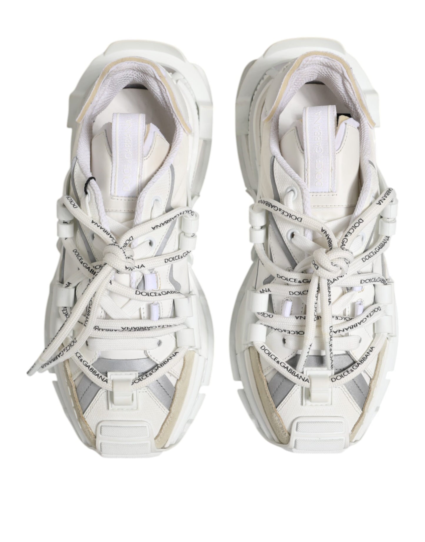 Dolce & Gabbana White Silver Low Top SPACE Men Sneakers Shoes