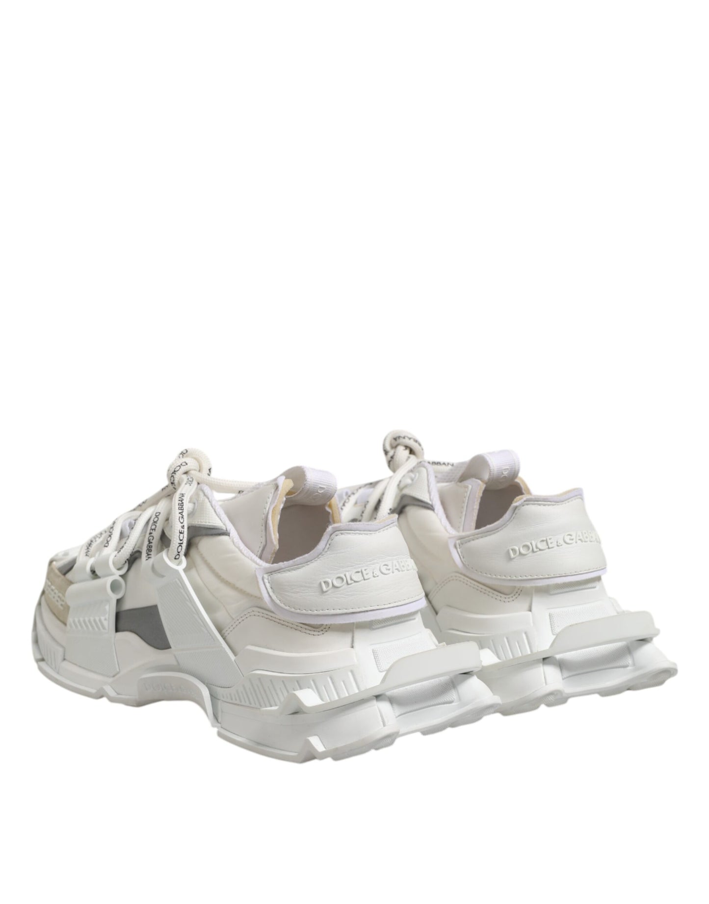 Dolce & Gabbana White Silver Low Top SPACE Men Sneakers Shoes