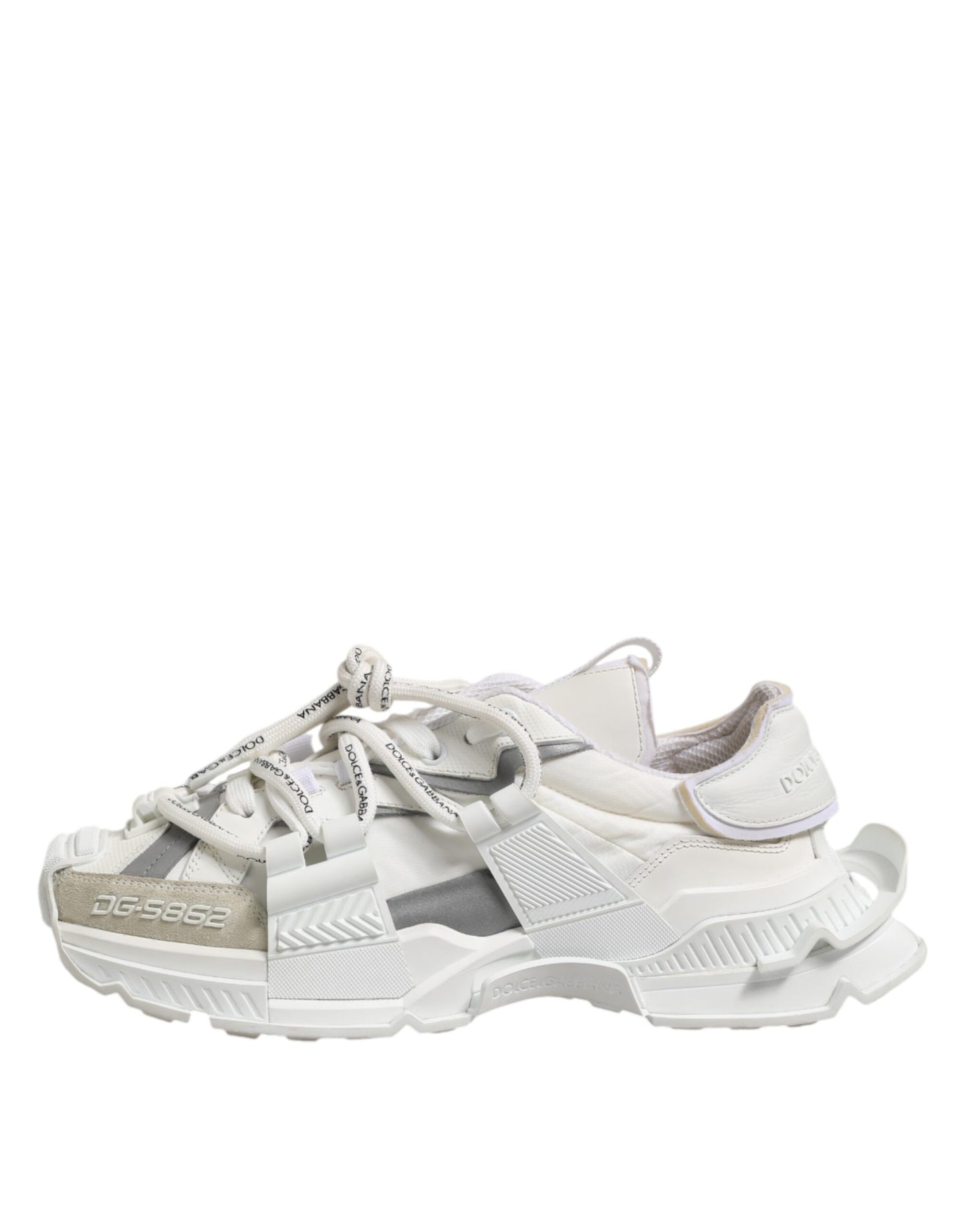 Dolce & Gabbana White Silver Low Top SPACE Men Sneakers Shoes