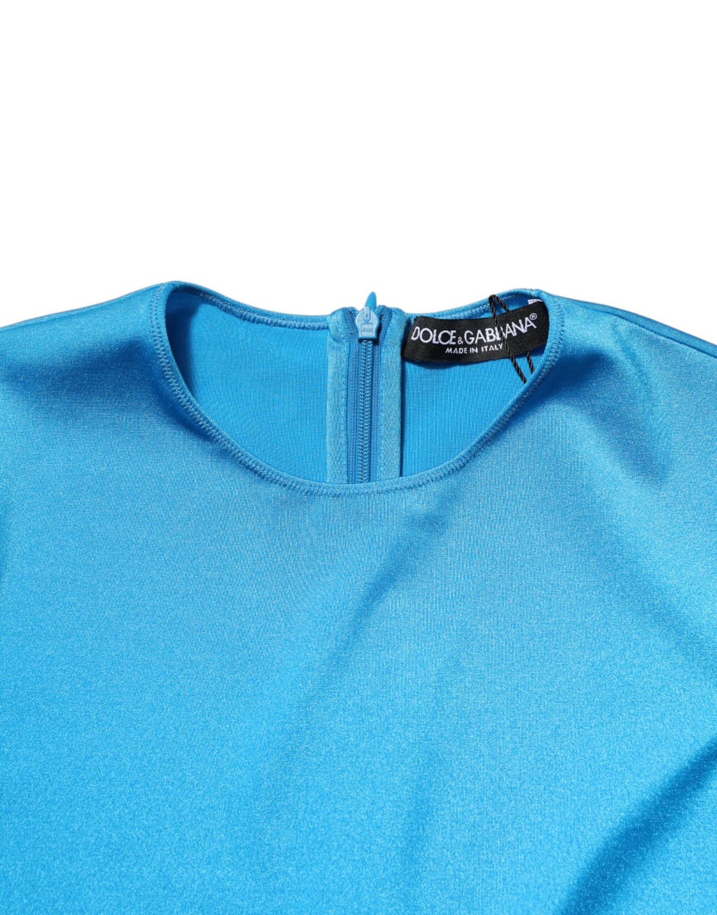 Dolce & Gabbana blauer Nylon-Jumpsuit mit Rundhalsausschnitt