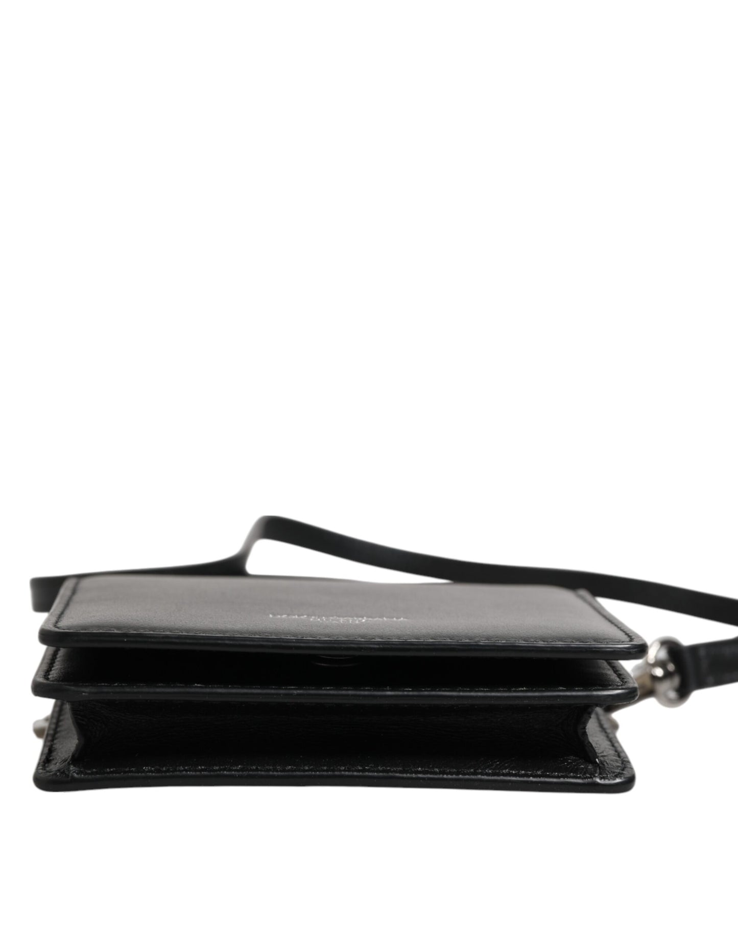 Dolce & Gabbana Black Leather Bifold Card Holder Crossbody Men Borse Bag