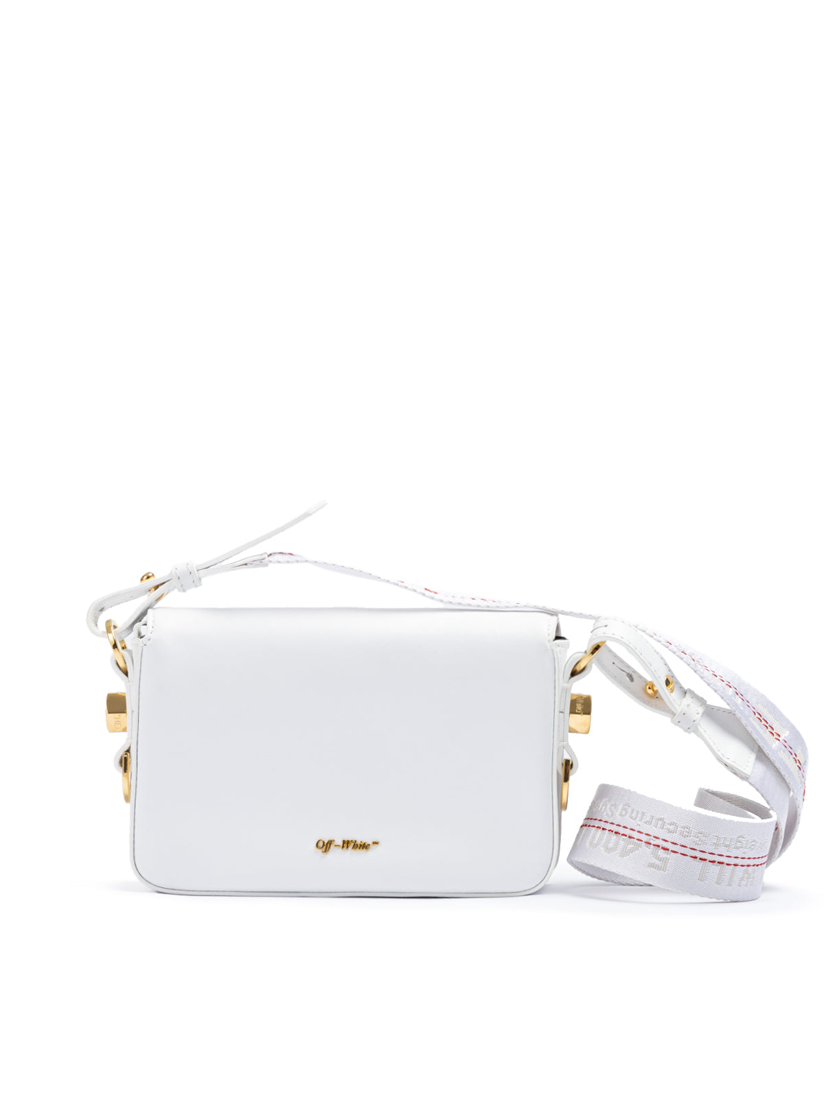 Off-White White/Gold Metallic Stripe Mini Crossbody Bag