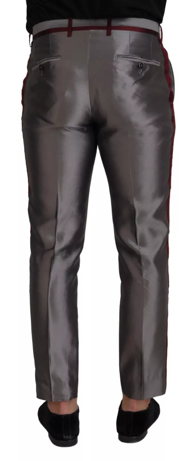 Dolce & Gabbana Gray Silk Metallic Men Dress Trouser Pants