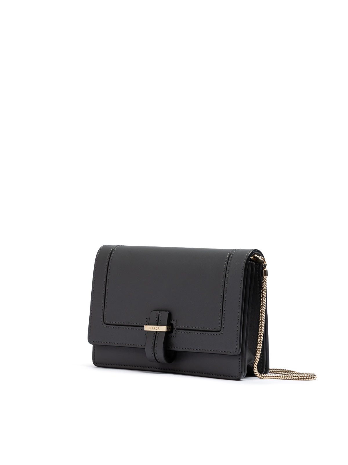 Giada Dark Grey Leather Clutch Bag