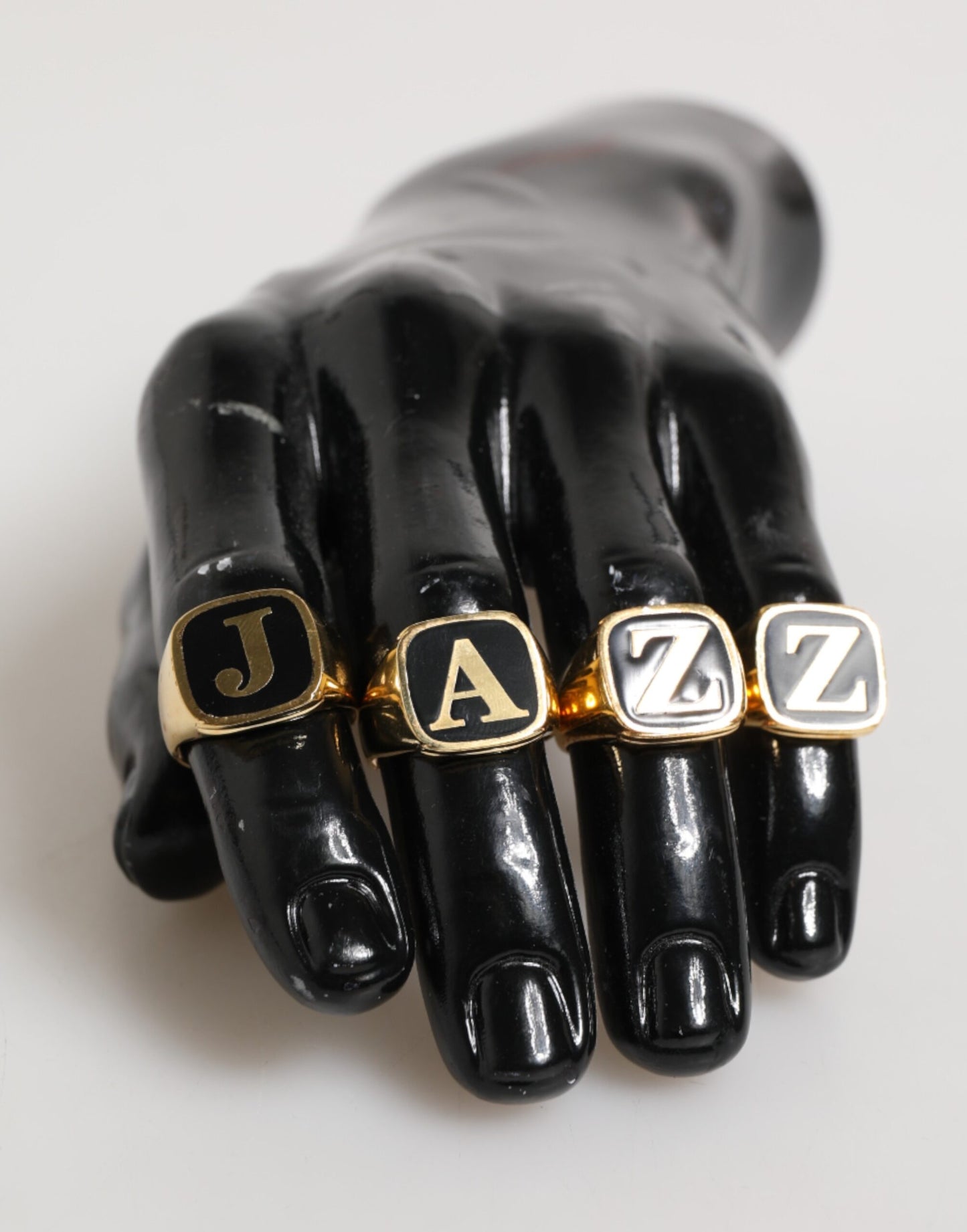 Dolce & Gabbana Gold Tone Brass JAZZ Letter Set 4 Pieces Adjustable Ring