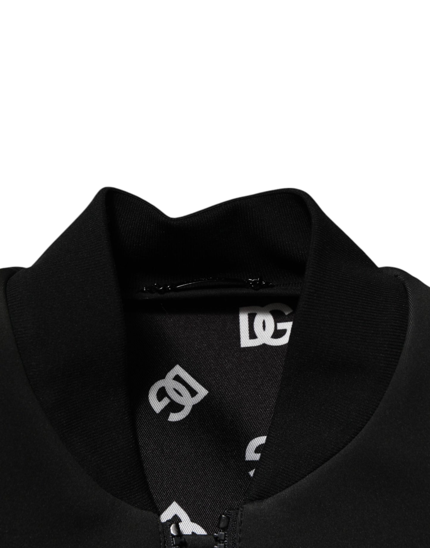 Dolce & Gabbana Black Polyester Logo Plaque Bomber Jacket