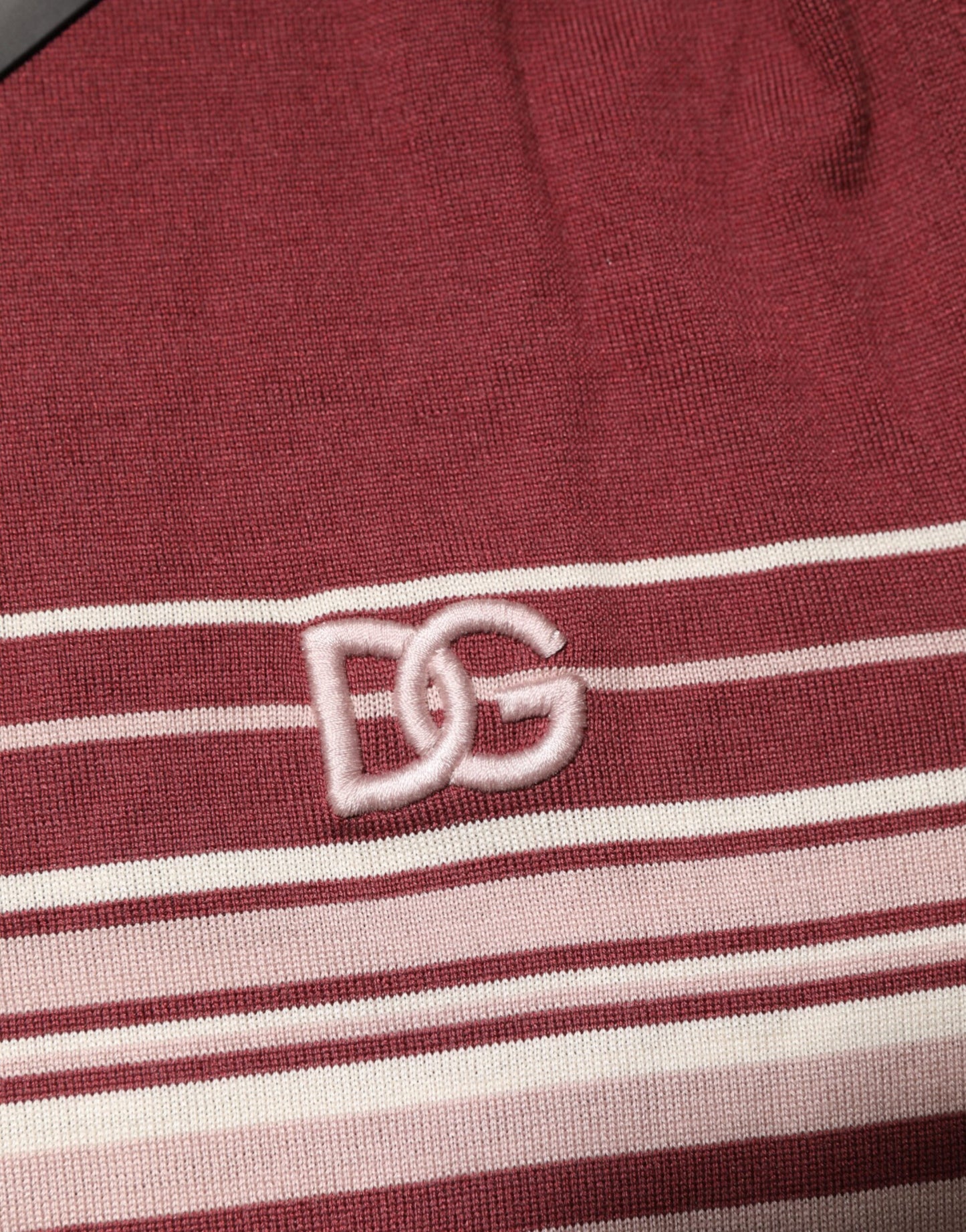 Dolce & Gabbana Cotton Burgundy Striped DG Logo Polo T-shirt