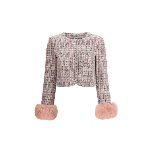 Self-Portrait Bouclé fur cuffed Jacket