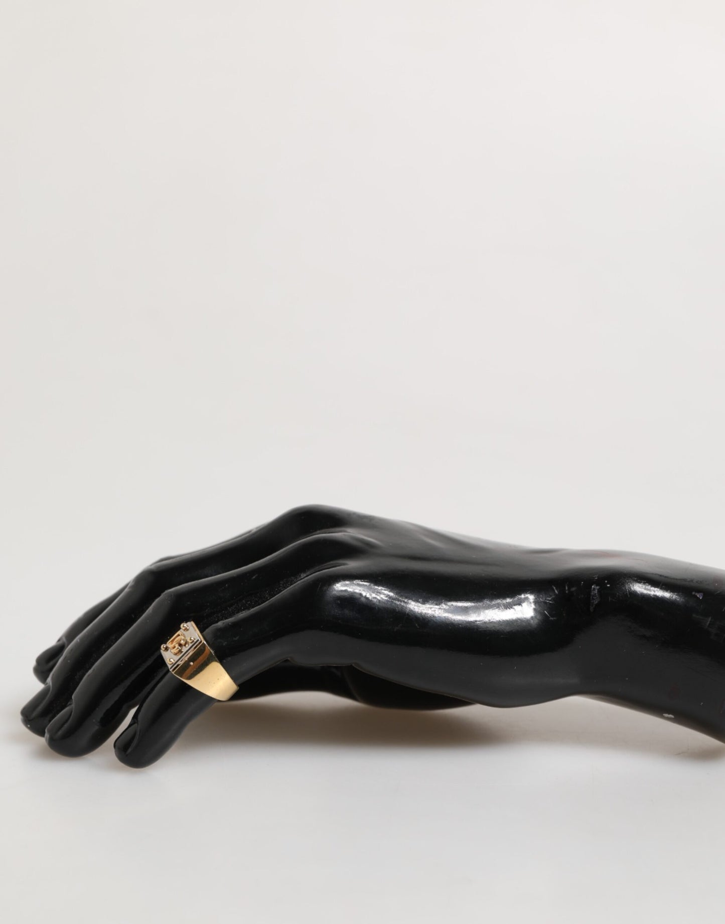 Dolce & Gabbana Gold Tone Brass Signet Square DG Logo Plaque Men Ring