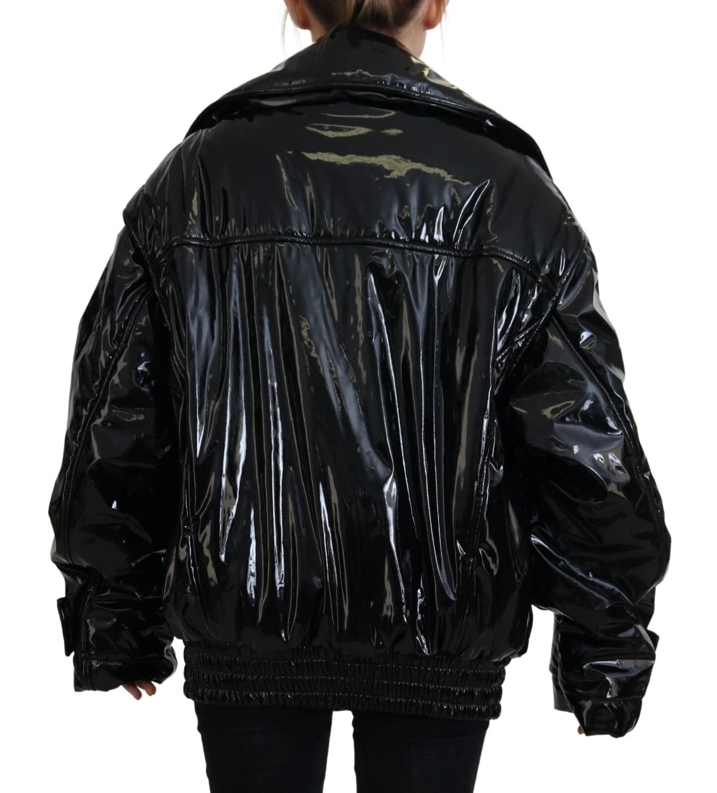 Dolce & Gabbana Polyester Black Shiny Blazer Women Jacket