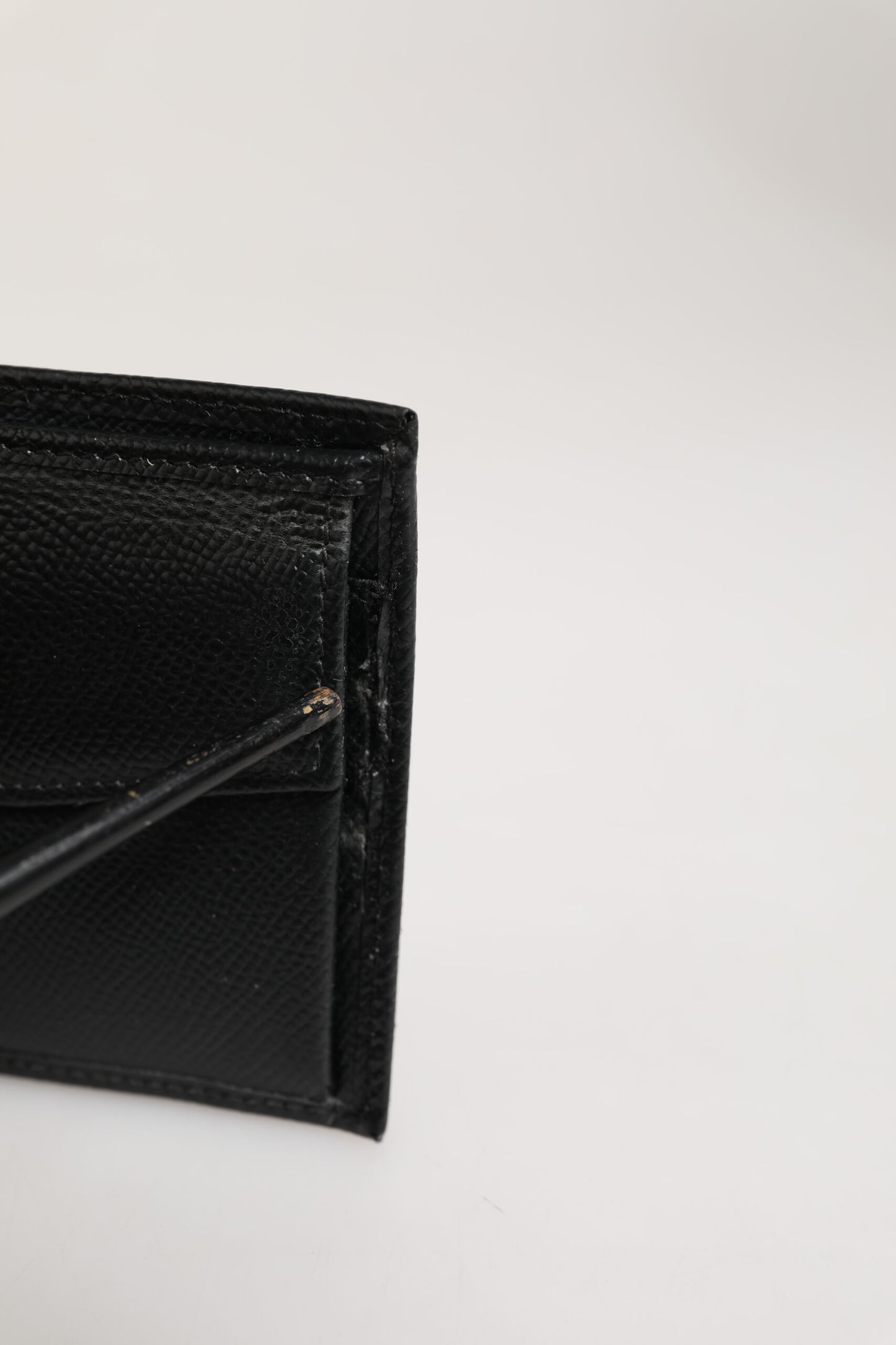 Dolce & Gabbana Black Leather Plaque Logo Bifold Men Card Holder Wallet