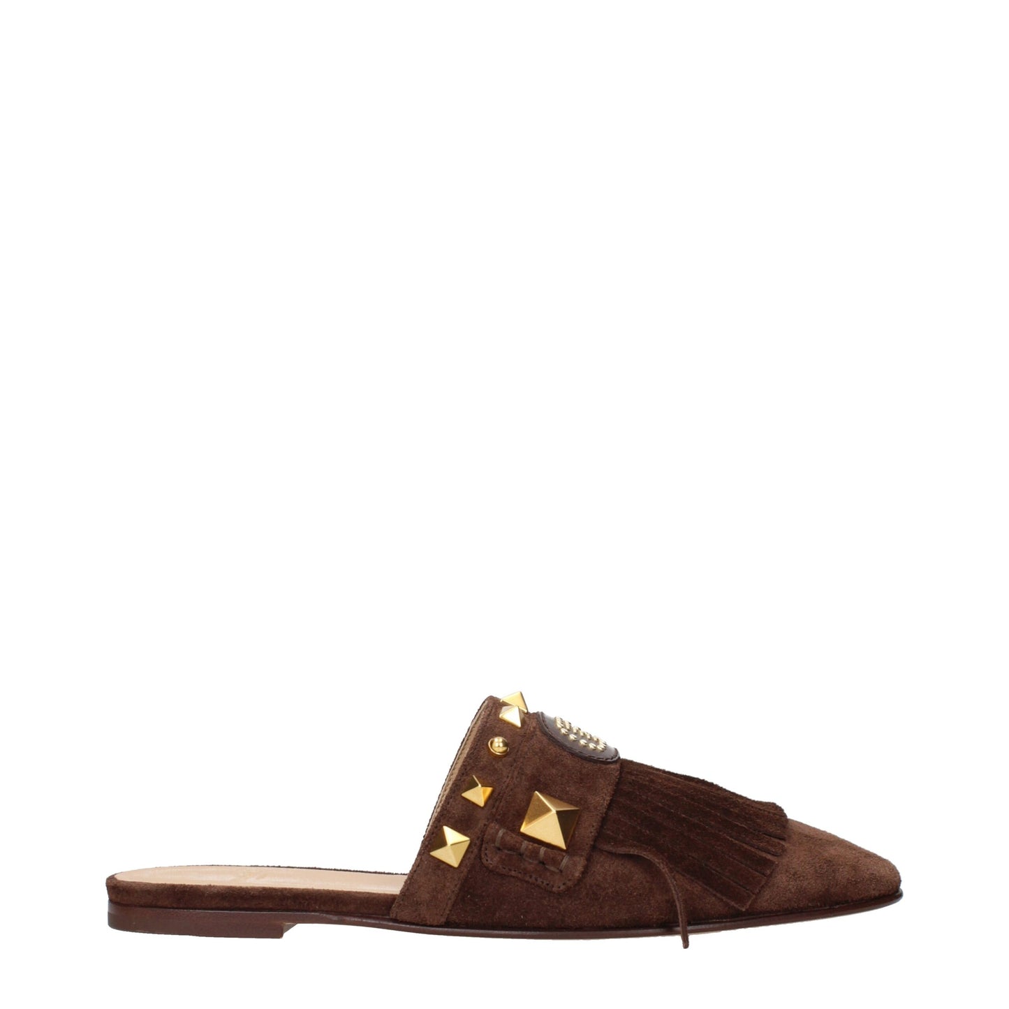 Valentino Garavani Brown Leather Slippers Sandals