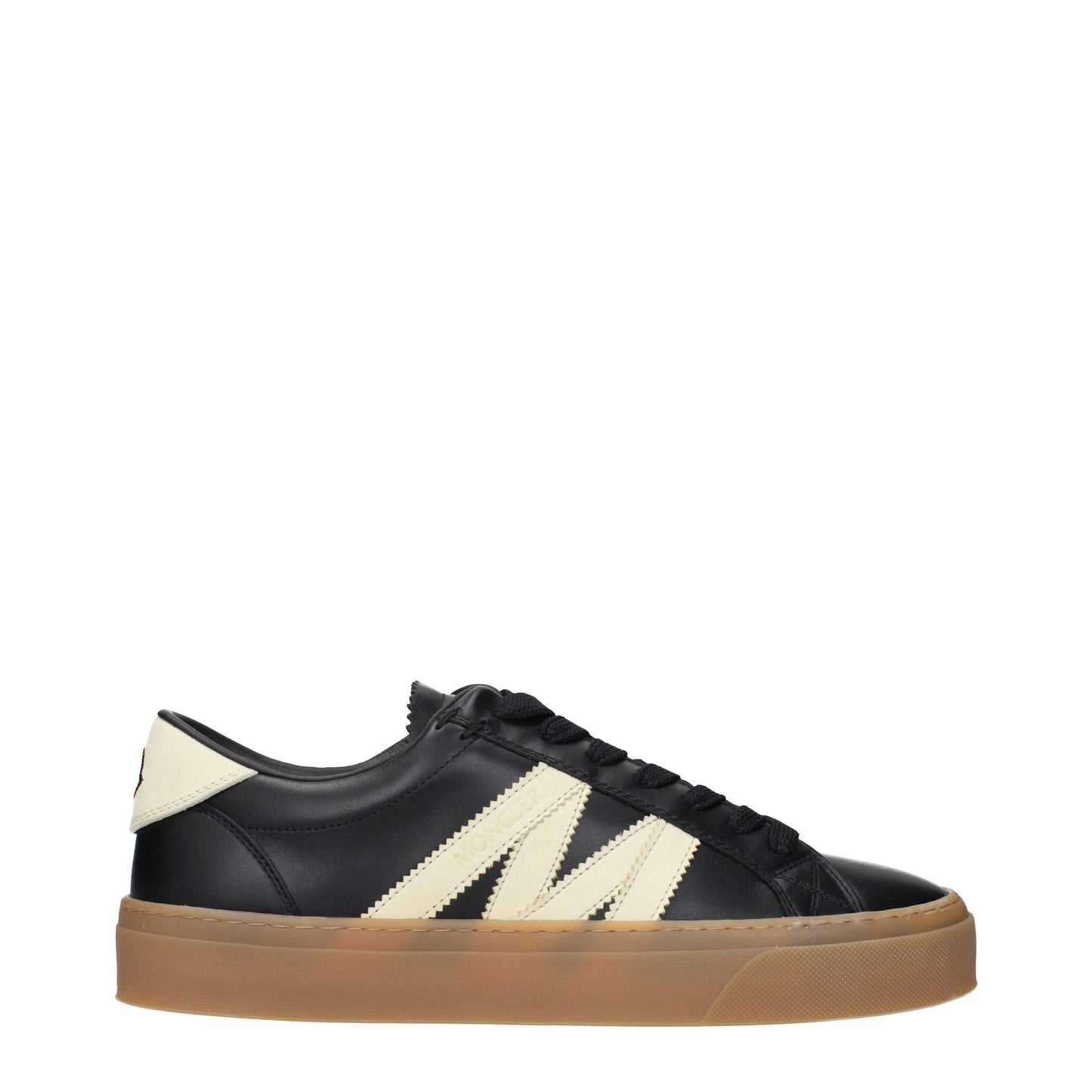 Moncler Black Leather Low Tops